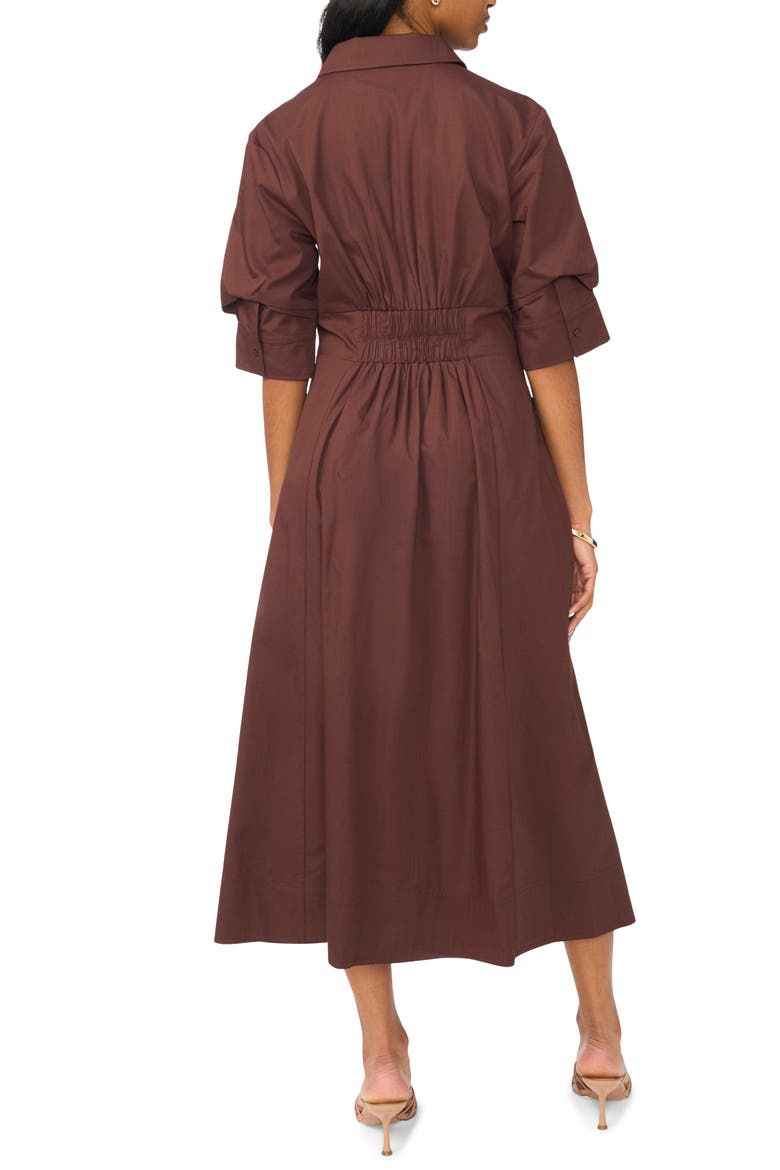 Pleated Button Up Shirtdress, Alternate, color, CHICORY COFFEE