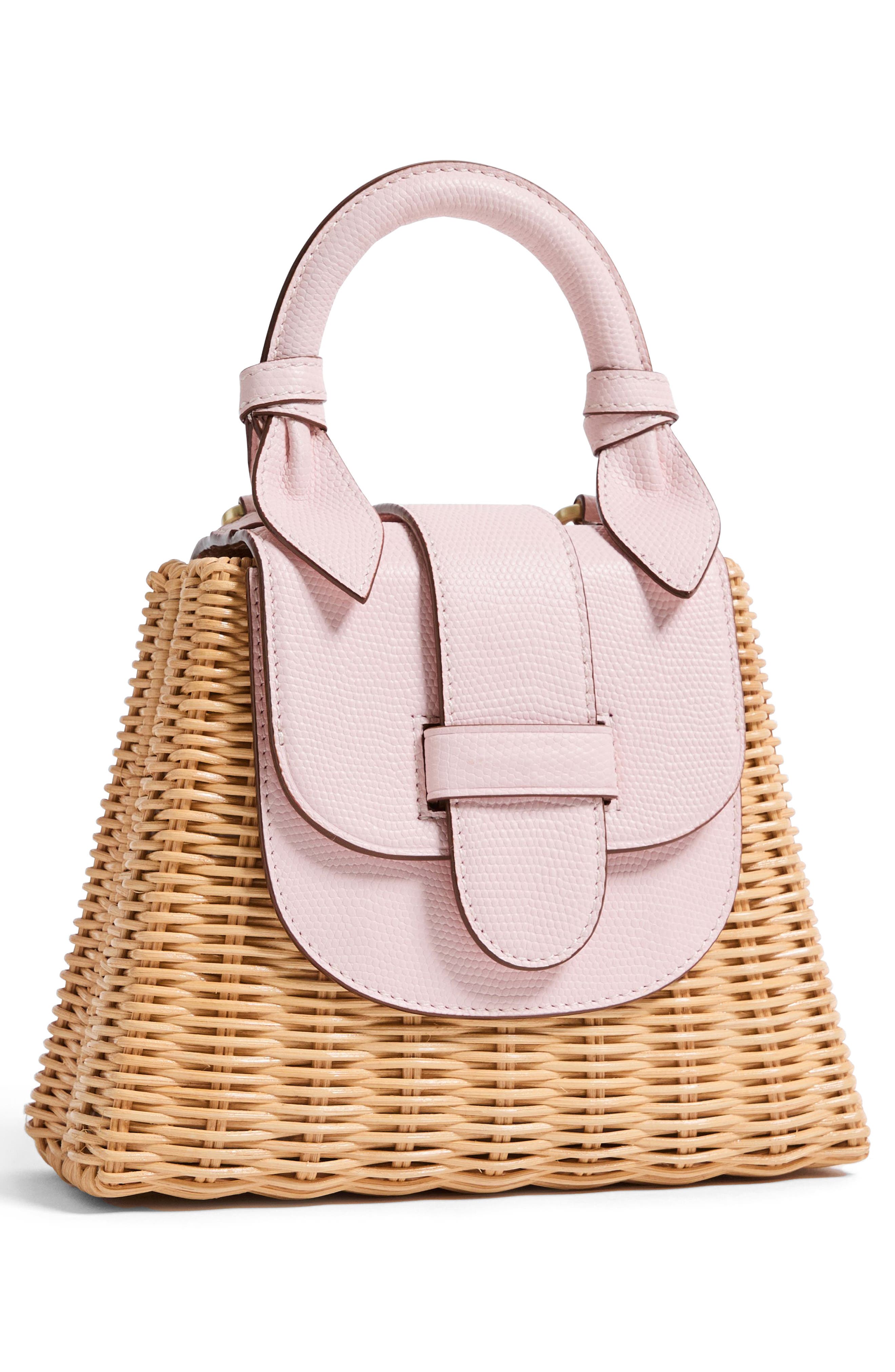 Pamela Munson The Lady Rattan Handbag, Alternate, color, Blush