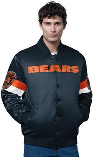 STARTER Men's Starter Navy Chicago Bears Triple Option Satin Varsity Full-Snap Jacket