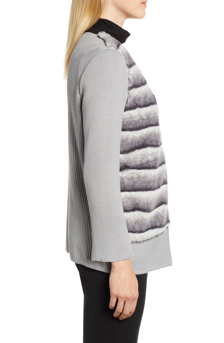 Ming Wang Faux Fur Front Knit Jacket, Alternate, color,