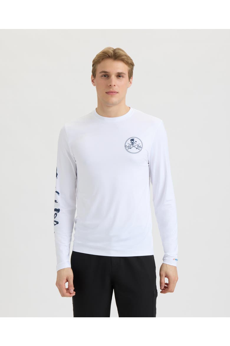 Skull and Poles Long Sleeve SLX Performance Tee, Main, color, White