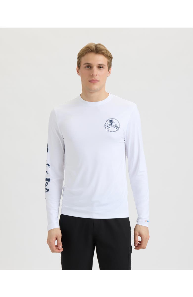 Salt Life Skull and Poles Long Sleeve SLX Performance Tee, Main, color, White