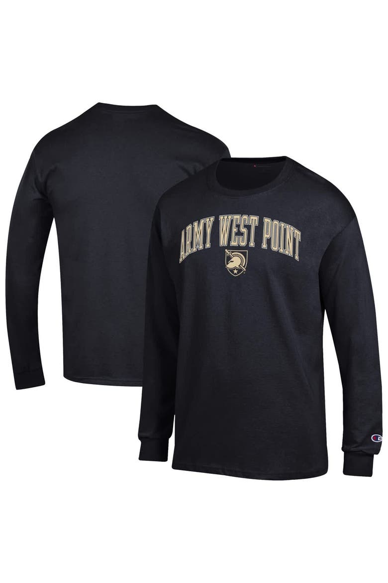 Men's Champion  Black Army Black Knights Arch Over Logo Long Sleeve T-Shirt, Main, color, Black