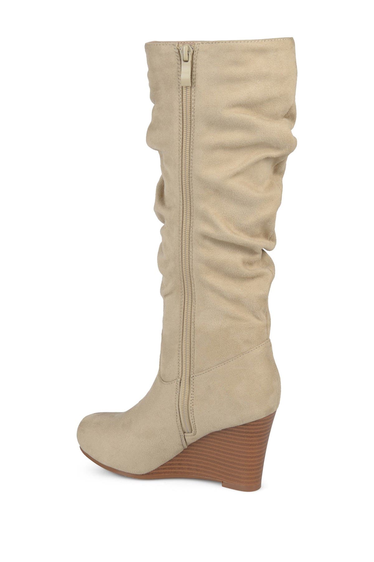 Journee Collection Haze Wide Calf Wedge Boot, Alternate, color, Stone