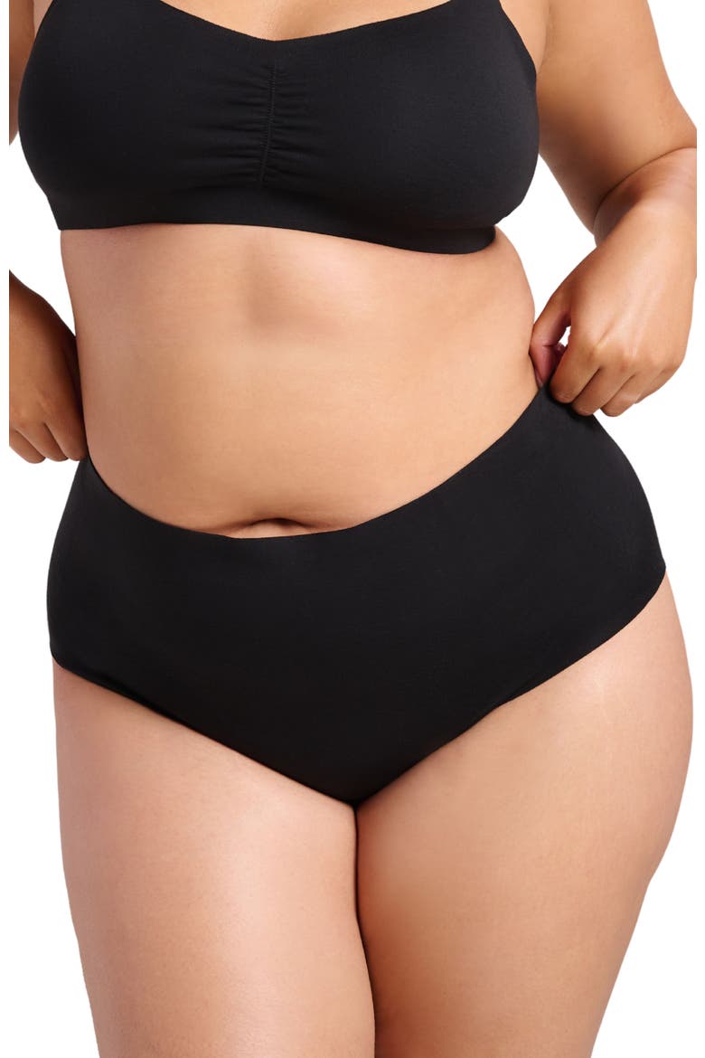 Organic Cotton No-Show Shaping Brief, Main, color, Black