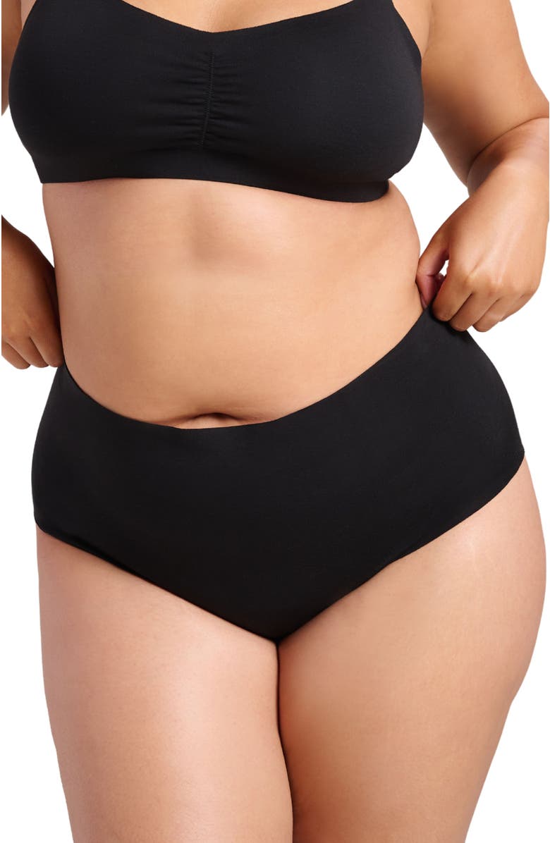 Siella Organic Cotton No-Show Shaping Brief, Main, color, Black