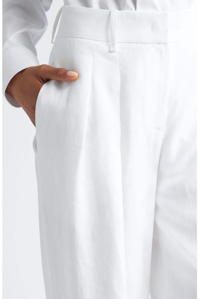 Pleated Linen Wide Leg Pants, Alternate, color, OPTIC WHITE