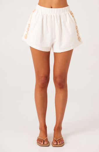 Ines 2.0 Floral Embroidered Linen & Cotton Blend Shorts
