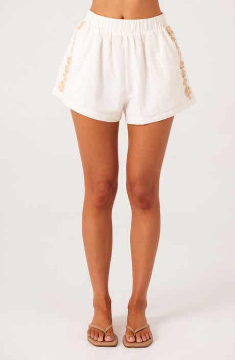 Ines 2.0 Floral Embroidered Linen & Cotton Blend Shorts