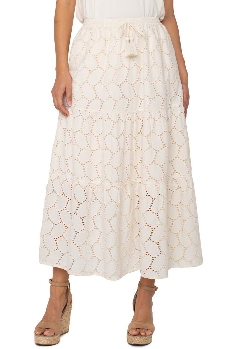 Tiered Cotton Eyelet Maxi Skirt, Main, color, VANILLA EYELET
