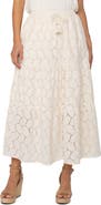 Liverpool Los Angeles Tiered Cotton Eyelet Maxi Skirt