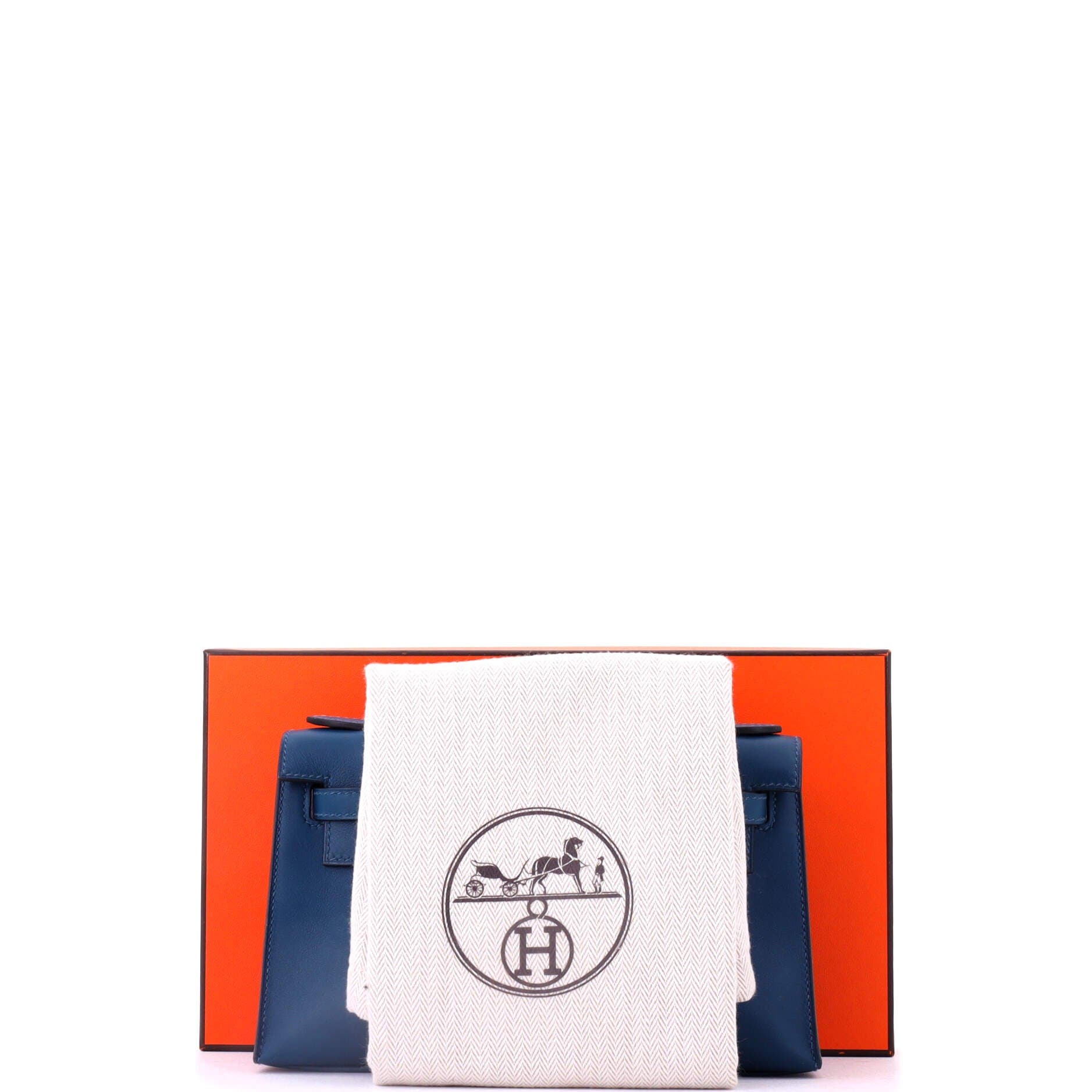 Pre-Owned Hermes Kelly Pochette Swift, Alternate, color, Deep Blue