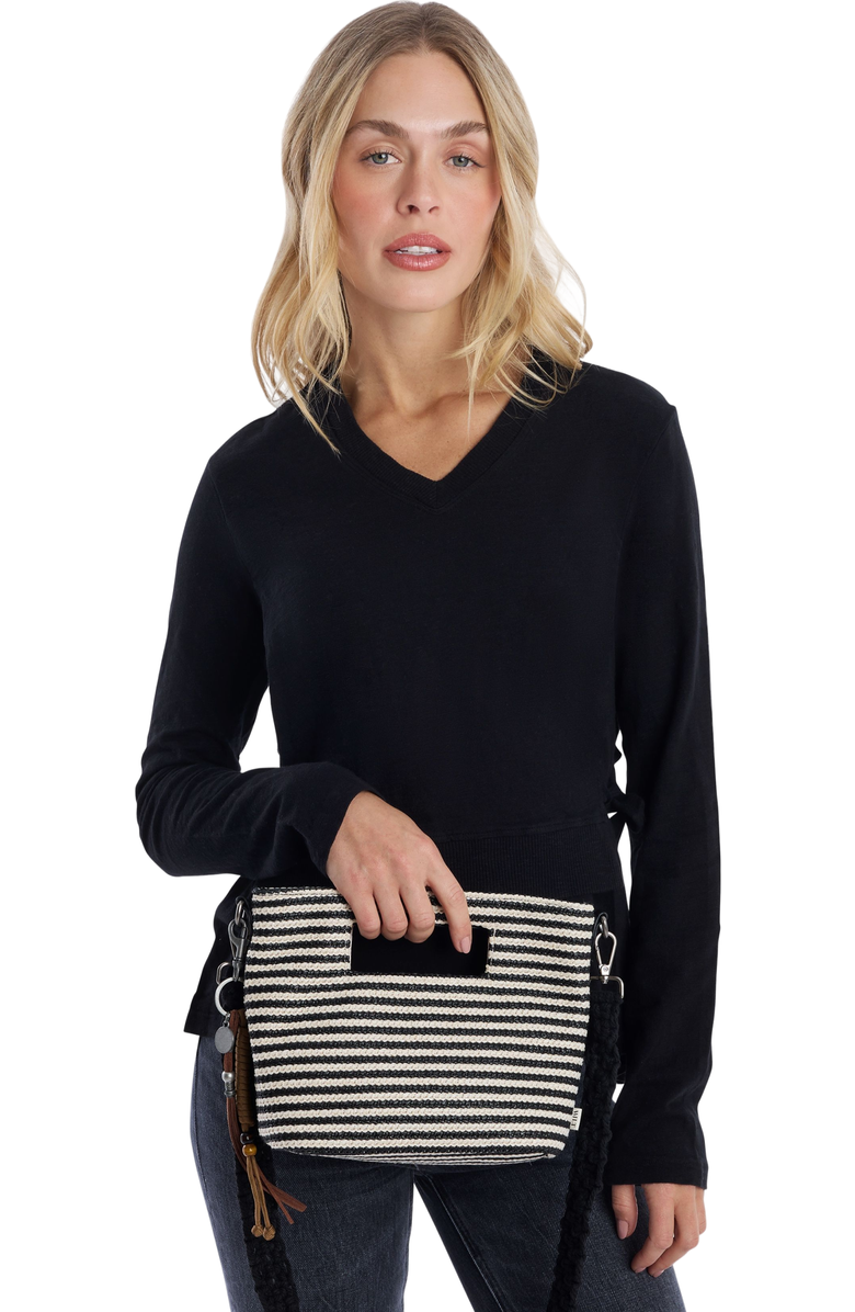 Wilt Palermo Mini Tote, Alternate, color, Black Bone Stripe