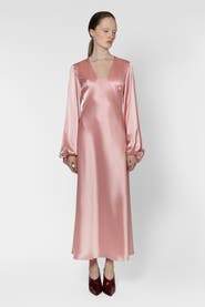 Roksanda Amori Long Sleeve Satin Midi Dress