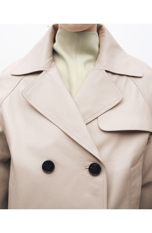 Mango Crop Leather Trench Coat In Ice Grey