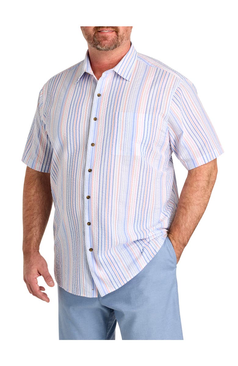 Oak Hill by DXL Big & Tall  Seersucker Multi Stripe Sport Shirt, Main, color, Multi