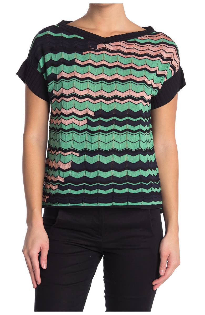 M Missoni Chevron Striped Short Sleeve Top, Main, color,