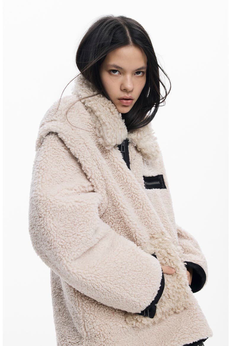 Faux Shearling Bomber Jacket, Alternate, color, BEIGE