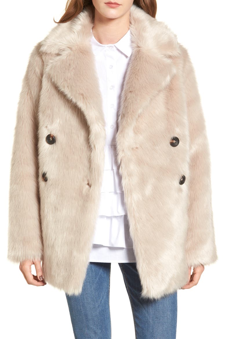 Faux Fur Coat, Main, color, CREAM