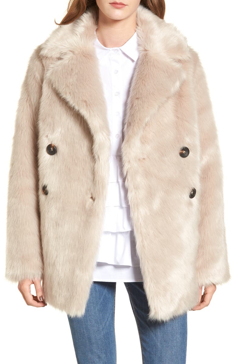 LOST INK Faux Fur Coat, Main, color, 