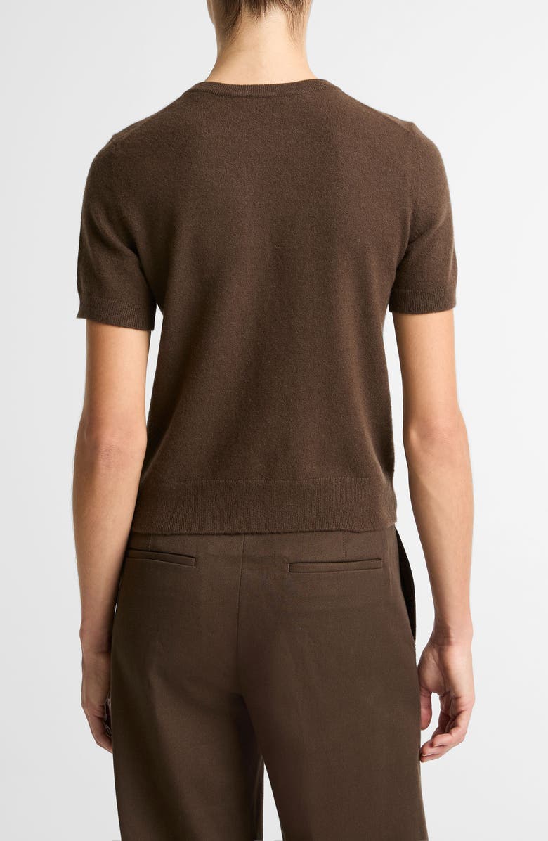 Vince Short Sleeve Wool Blend Sweater, Alternate, color, Dark Bark