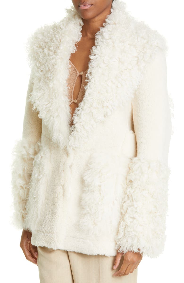 Jacquemus La Veste Piobbu Genuine Shearling Coat, Alternate, color,