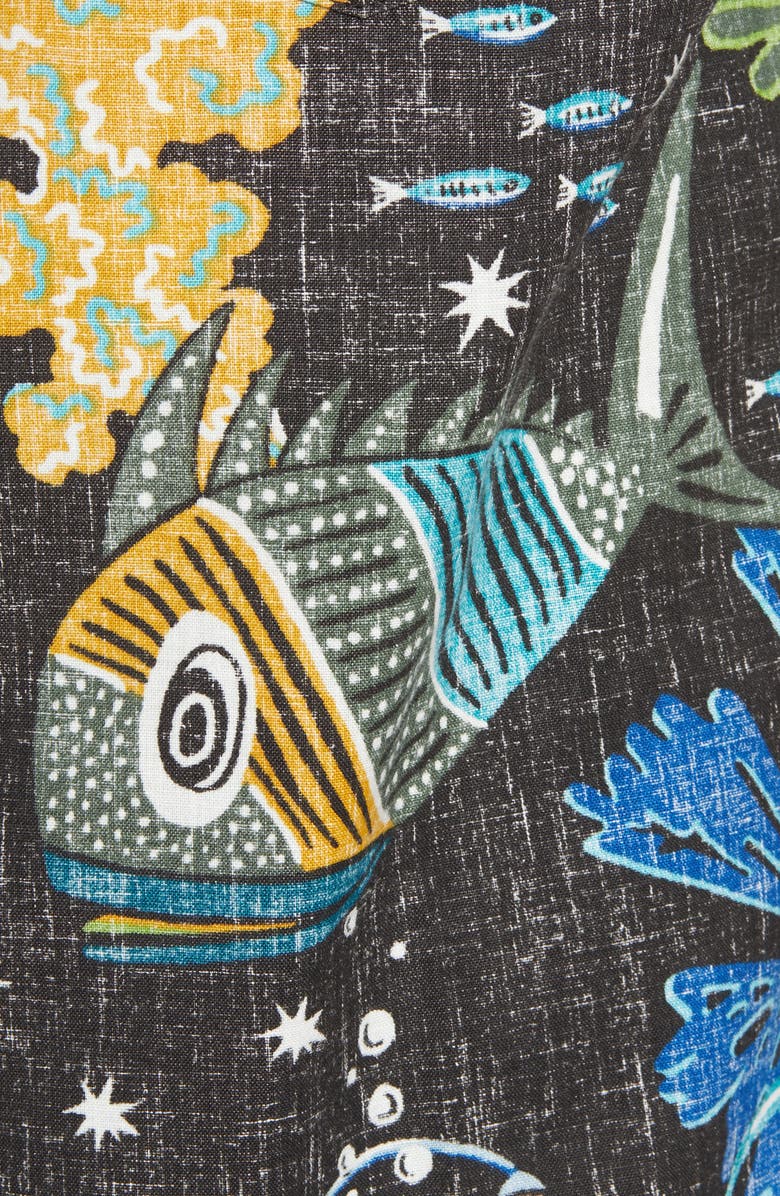 Reyn Spooner Deep Sea Jive Print Short Sleeve Button-Down Shirt, Alternate, color, 