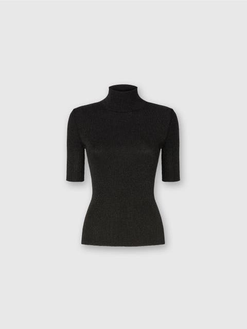 Mock Neck Sweater With Lamé Threads