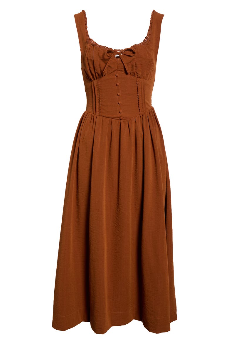 Sahana Corset Midi Dress, Alternate, color, CINNAMON