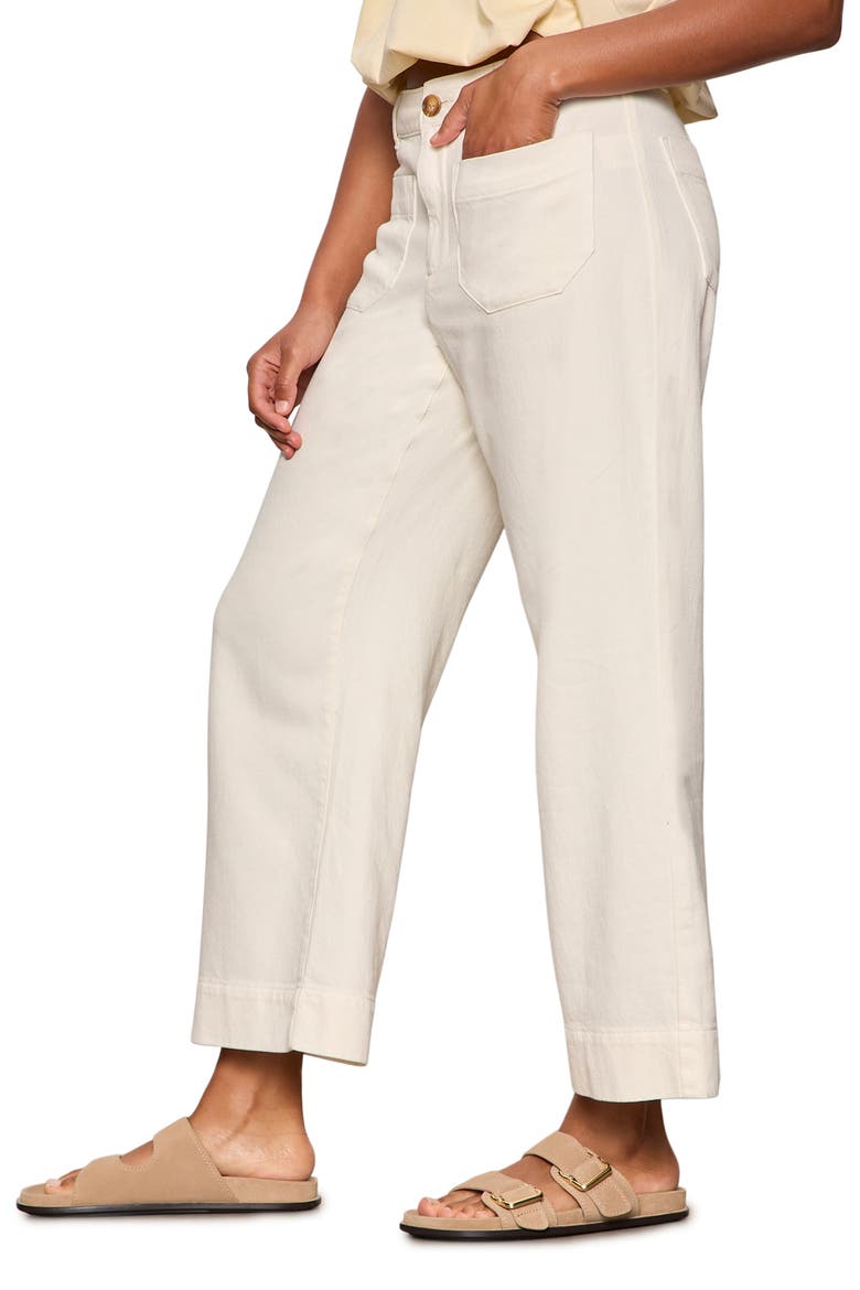 Soft Marine High Waist Wide Leg Crop Cotton Pants, Alternate, color, COLLAGEN WHITE