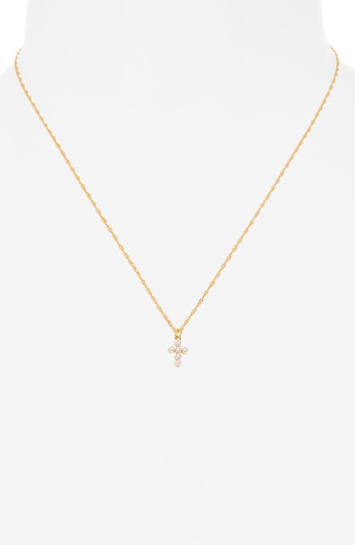 Argento Vivo Sterling Silver Faux Pearl Beaded Cross Necklace In Gold
