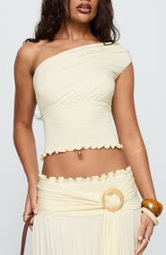 Princess Polly Full Orbit Smocked One-Shoulder Top