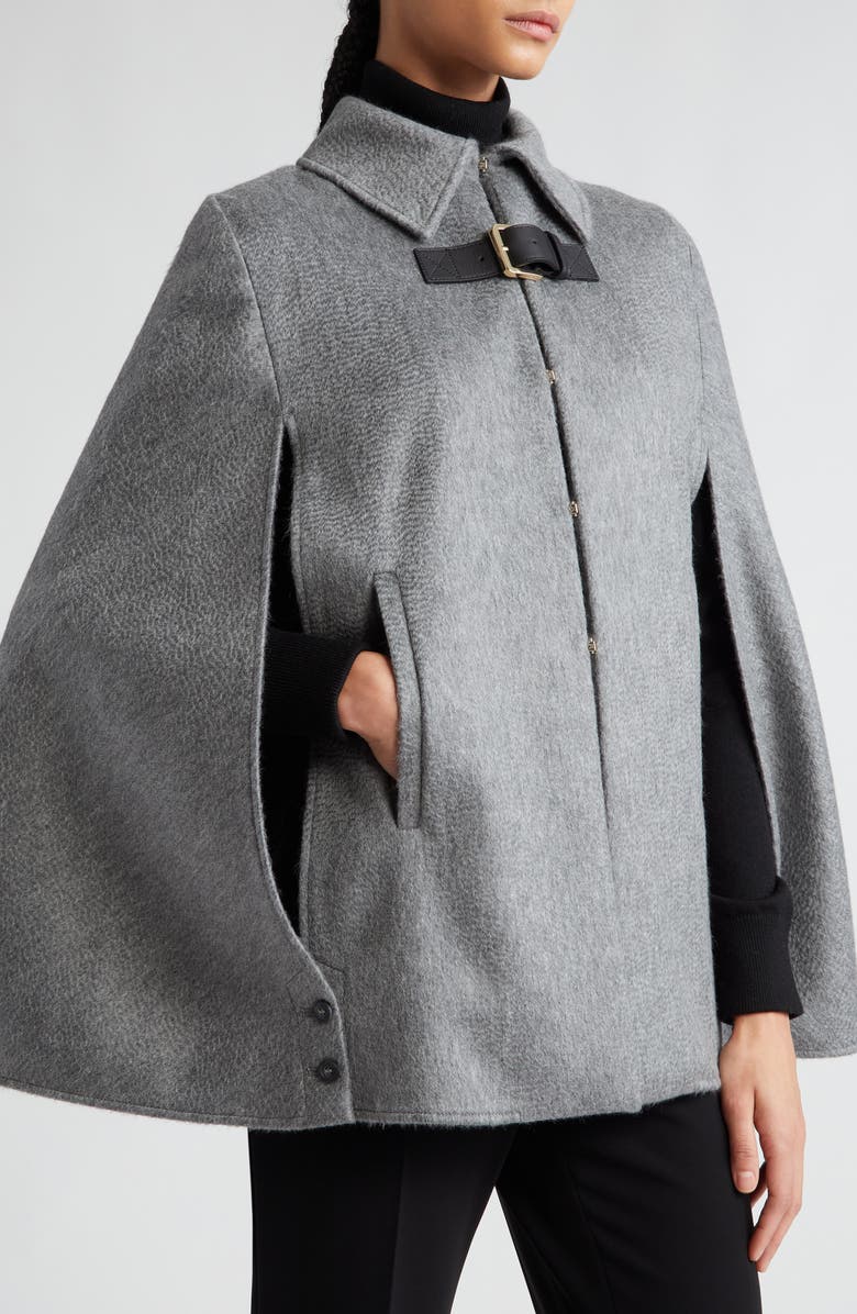 Max Mara Obliqua Double Face Wool & Cashmere Cape, Alternate, color, 