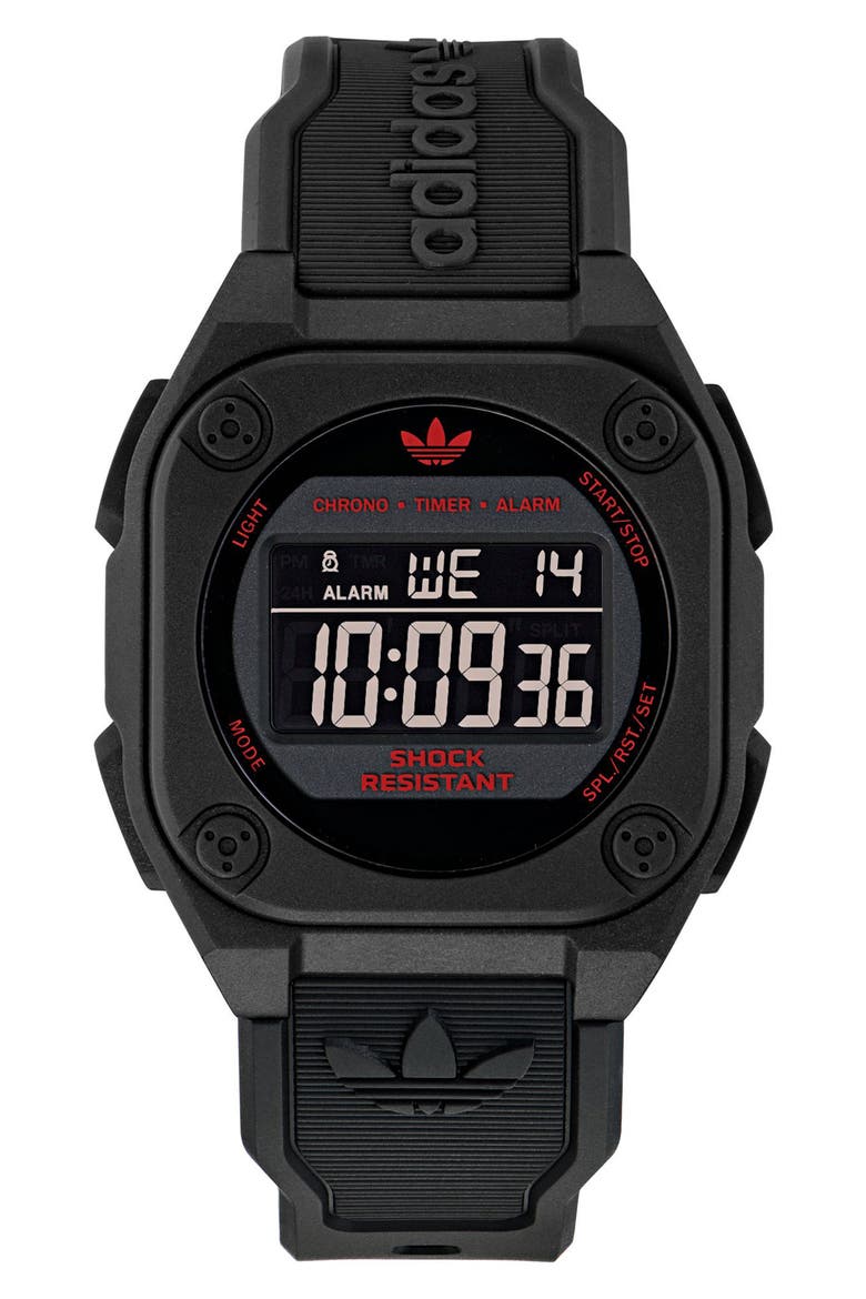 City Tech 4 Silicone Strap Watch, 42mm, Main, color, BLACK