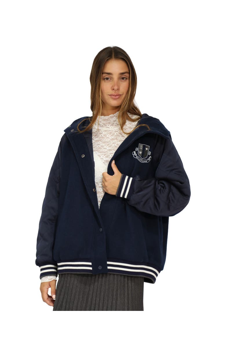 Remix Bomber Varisty Jacket, Main, color, Navy