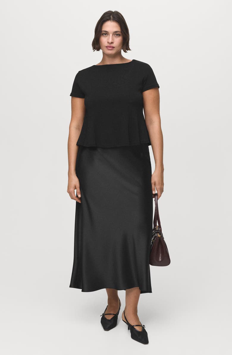 MANGO A-Line Cotton T-Shirt, Alternate, color, Black