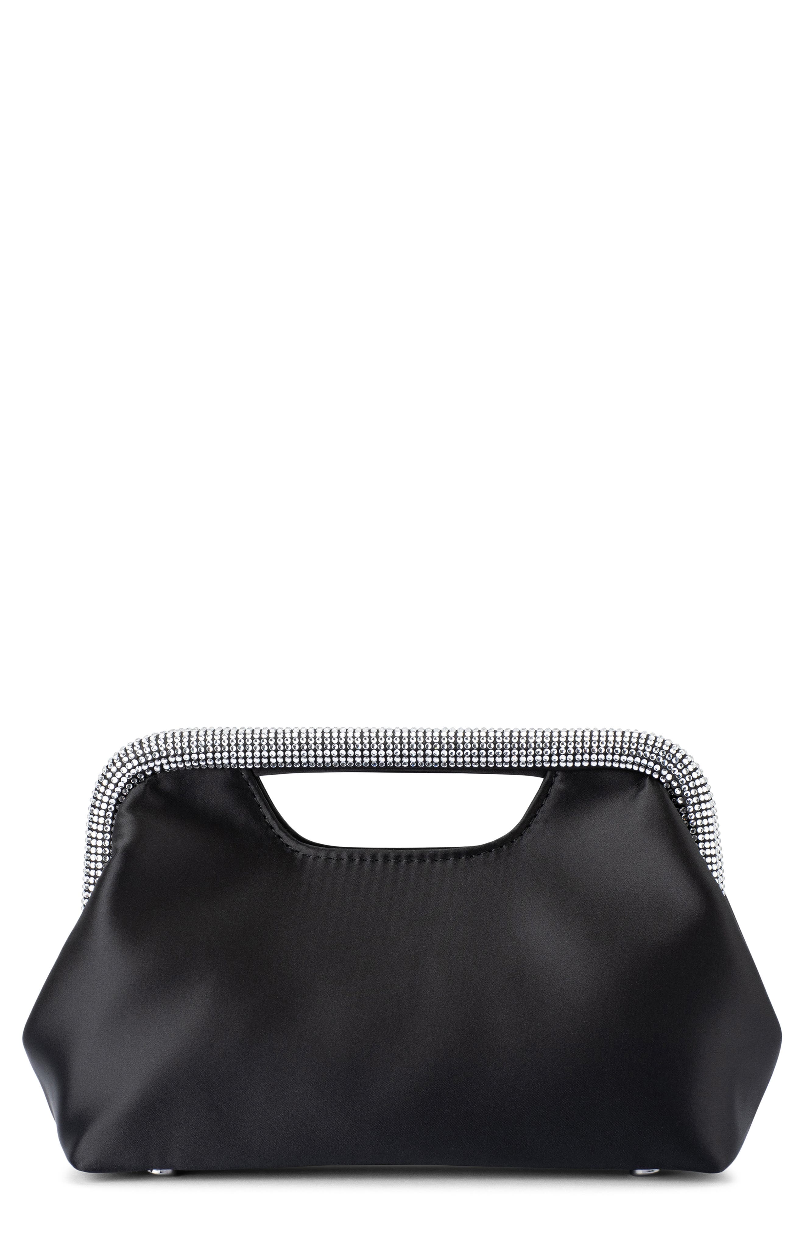 Olga Berg Eleanor Crystal Top Handle Bag, Main, color, Black