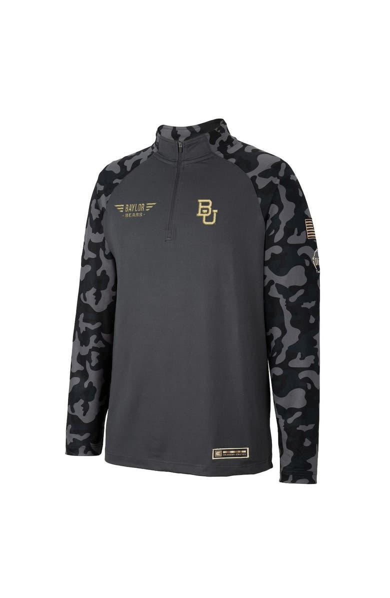COLOSSEUM Men's Colosseum Charcoal Baylor Bears OHT Military Appreciation Long Range Raglan Quarter-Zip Jacket, Alternate, color,