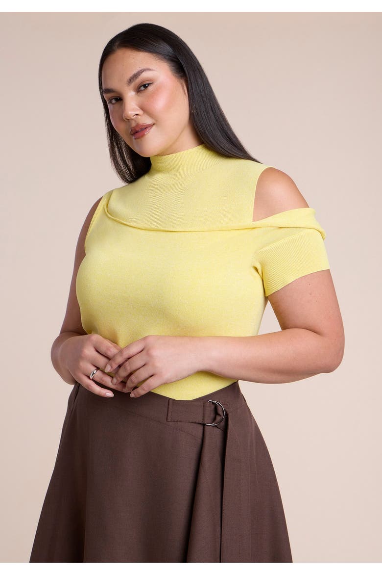Asymmetric Layered Knit Top, Main, color, BUTTER YELLOW
