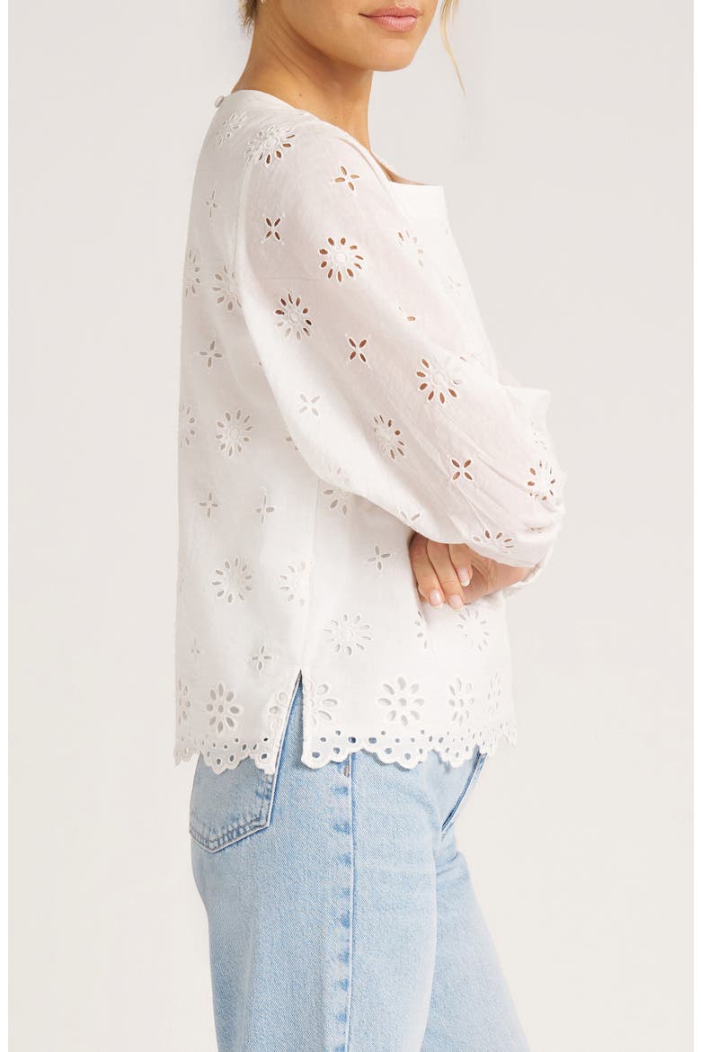Kashira Eyelet Puff Sleeve Top, Alternate, color, VELLUM