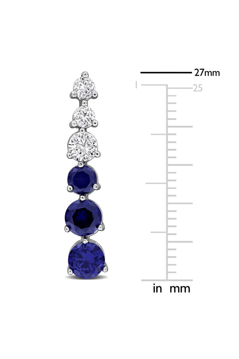 Lab Created Sapphire Sterling Silver Linear Drop Earrings, Alternate, color, BLUE