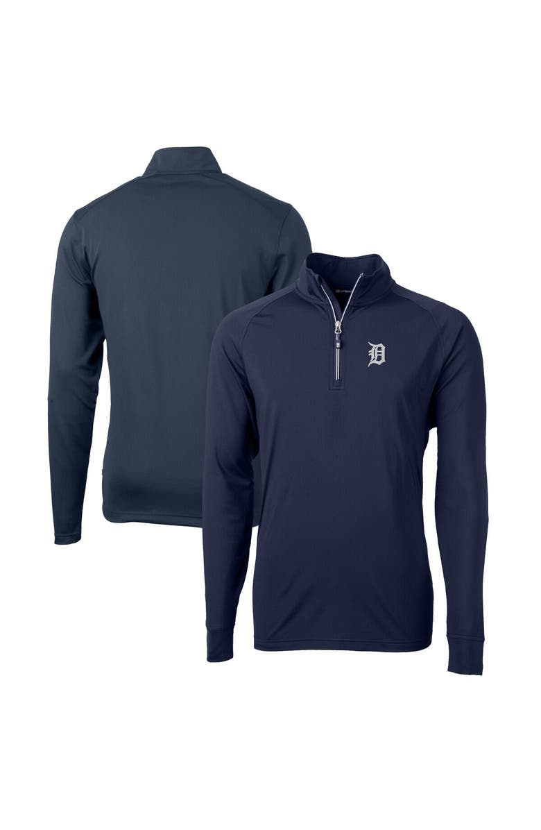 Cutter & Buck Men's Cutter & Buck  Navy Detroit Tigers Adapt Eco Knit Stretch Recycled Quarter-Zip Pullover Top, Main, color, Navy