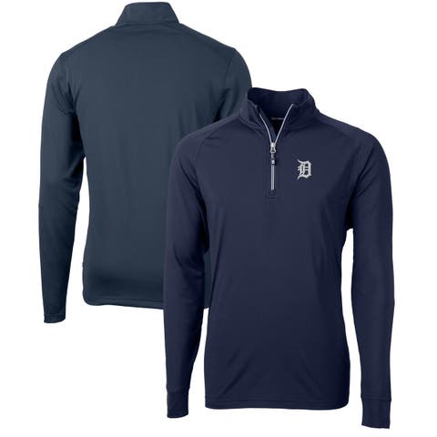 Men's Cutter & Buck  Navy Detroit Tigers Adapt Eco Knit Stretch Recycled Quarter-Zip Pullover Top