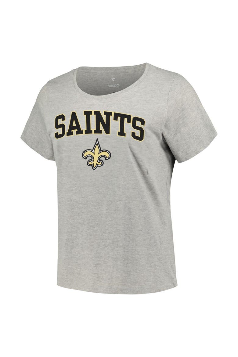 Women's Fanatics Branded Heather Gray New Orleans Saints Plus Size Arch Over Logo T-Shirt, Alternate, color, Heather Gray