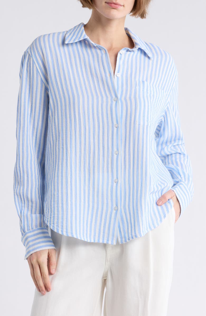 Caslon<sup>®</sup> Relaxed Fit Stripe Long Sleeve Button-Up Shirt, Main, color, Blue Cornflower Brianne Stripe