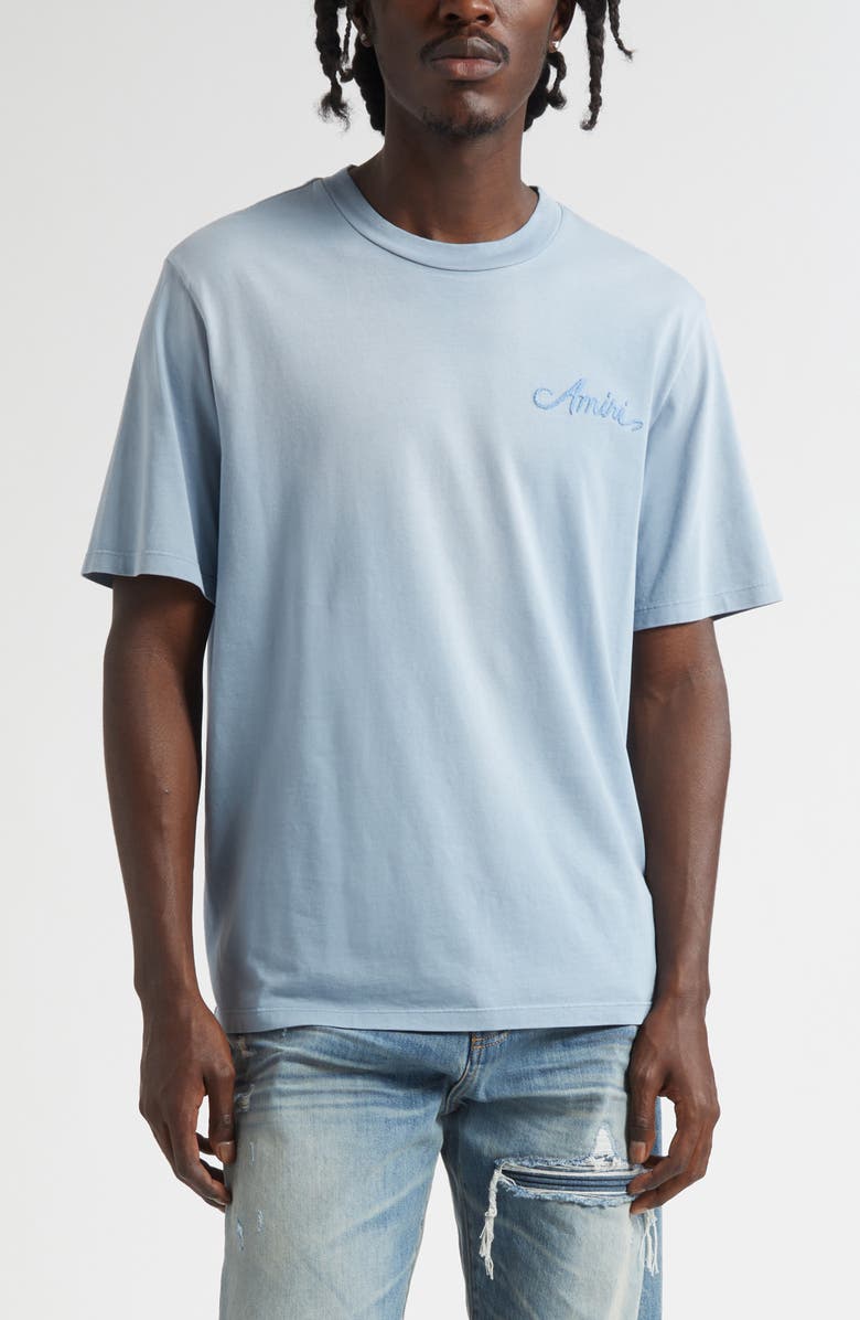 AMIRI Bleached Bandana Patch T-Shirt, Main, color, Ashley Blue