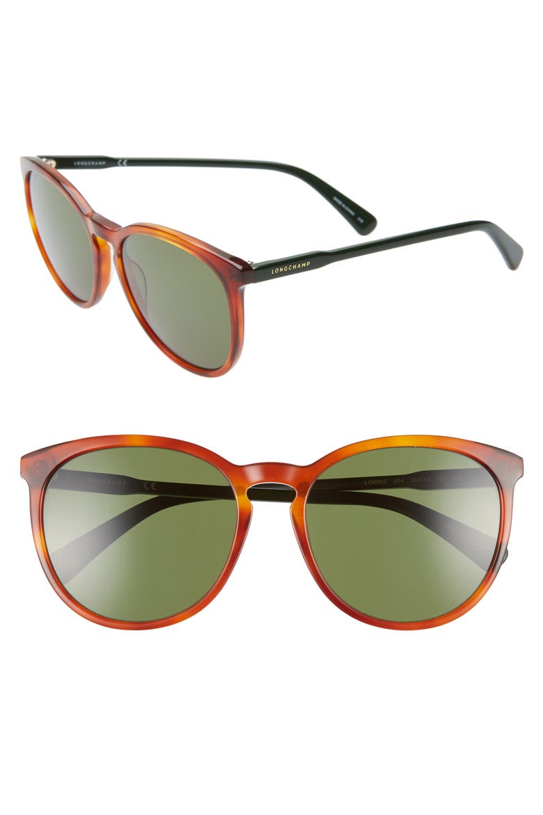 56mm Round Sunglasses, Main, color, BLONDE HAVANA