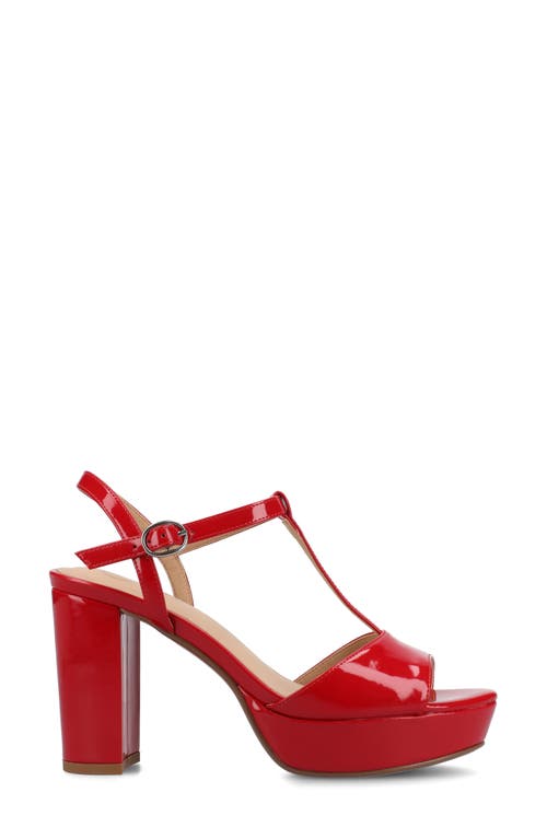 Journee Collection Lavine Slingback Flat Sandal In Patent/red