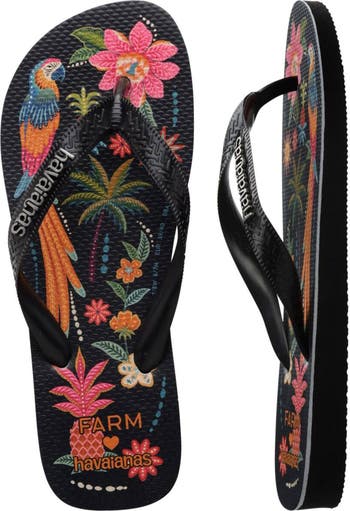 【Havaianas】x FARM RIO brown scarf ビーチサンダル Havaianas Farm Rio Brown Scarf Flip Flops - Little's Shoes