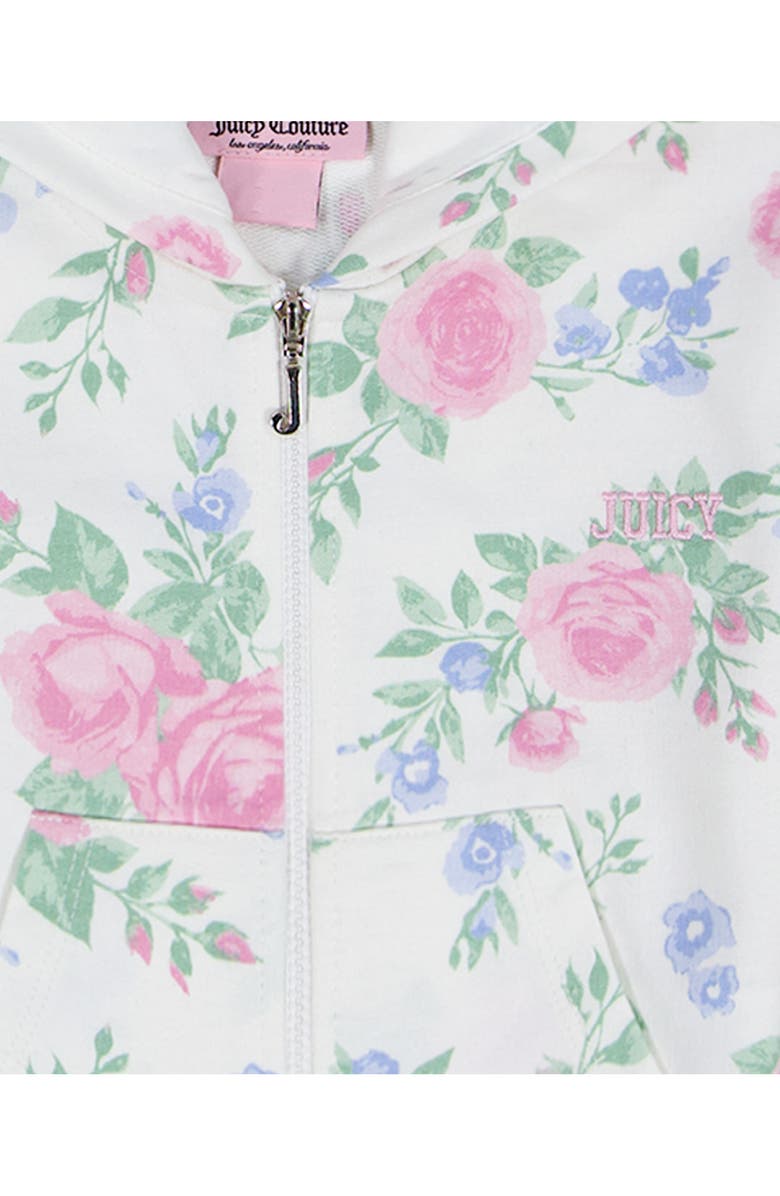 Juicy Couture Kids' Floral French Terry Hoodie, Tank & Shorts Set, Alternate, color, White